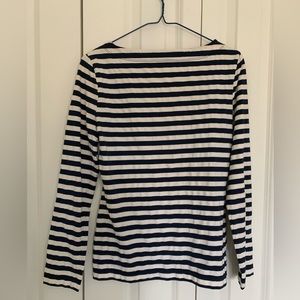 Max Mara navy blue and white striped long sleeve shirt size Small